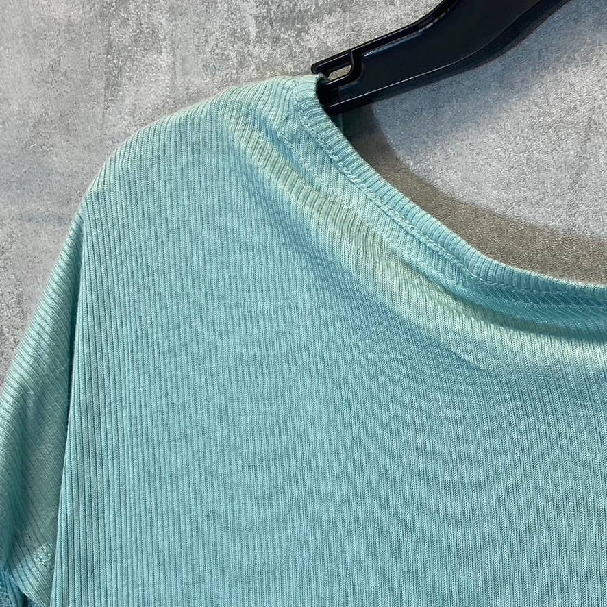 JONES NEW YORK Sport Women's Green Ribbed Short Sleeve Top SZ M