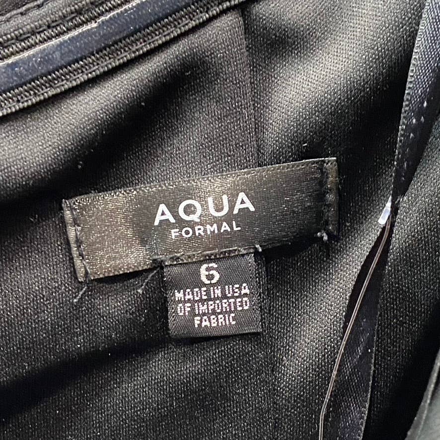 AQUA FORMAL Women's Black Off-The-Shoulder Notched Sweetheart Side-Slit Gown SZ6