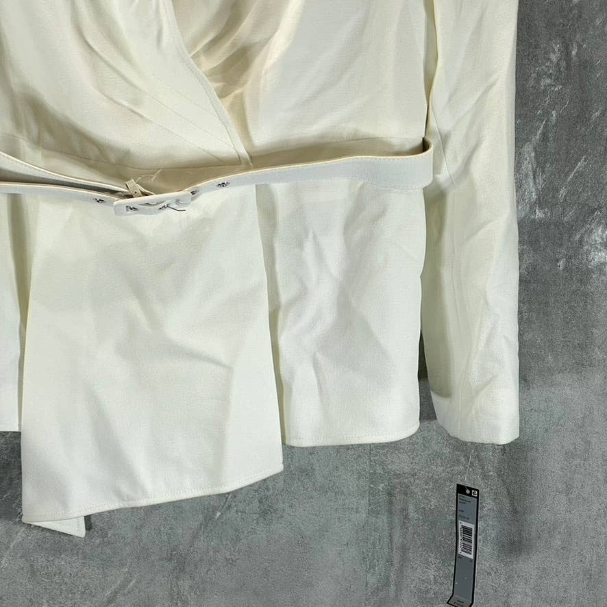 TAHARI ASL Women's Ivory Asymmetrical Belted Wrap Blazer SZ 14