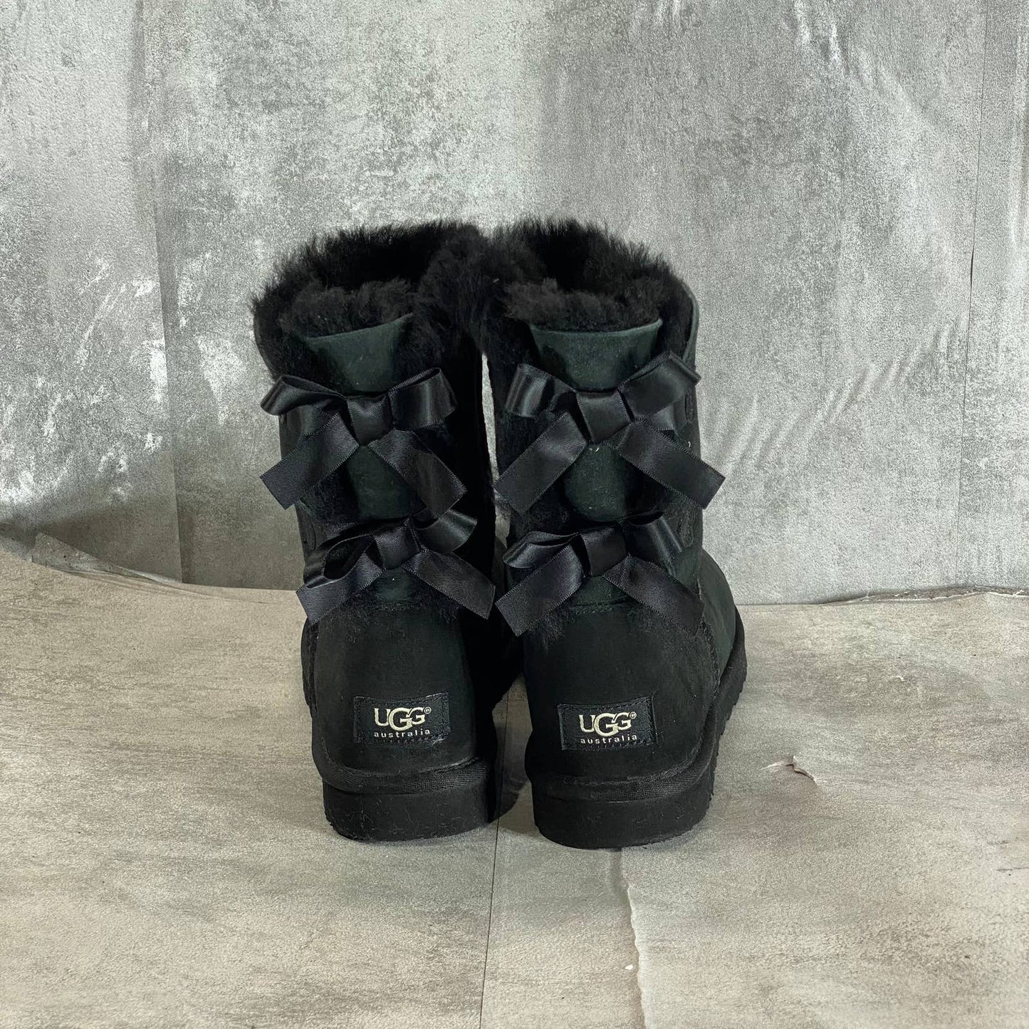 UGG Women's Black Bailey Bow II Slip-On Mid-Calf Pull-On Boots SZ 8