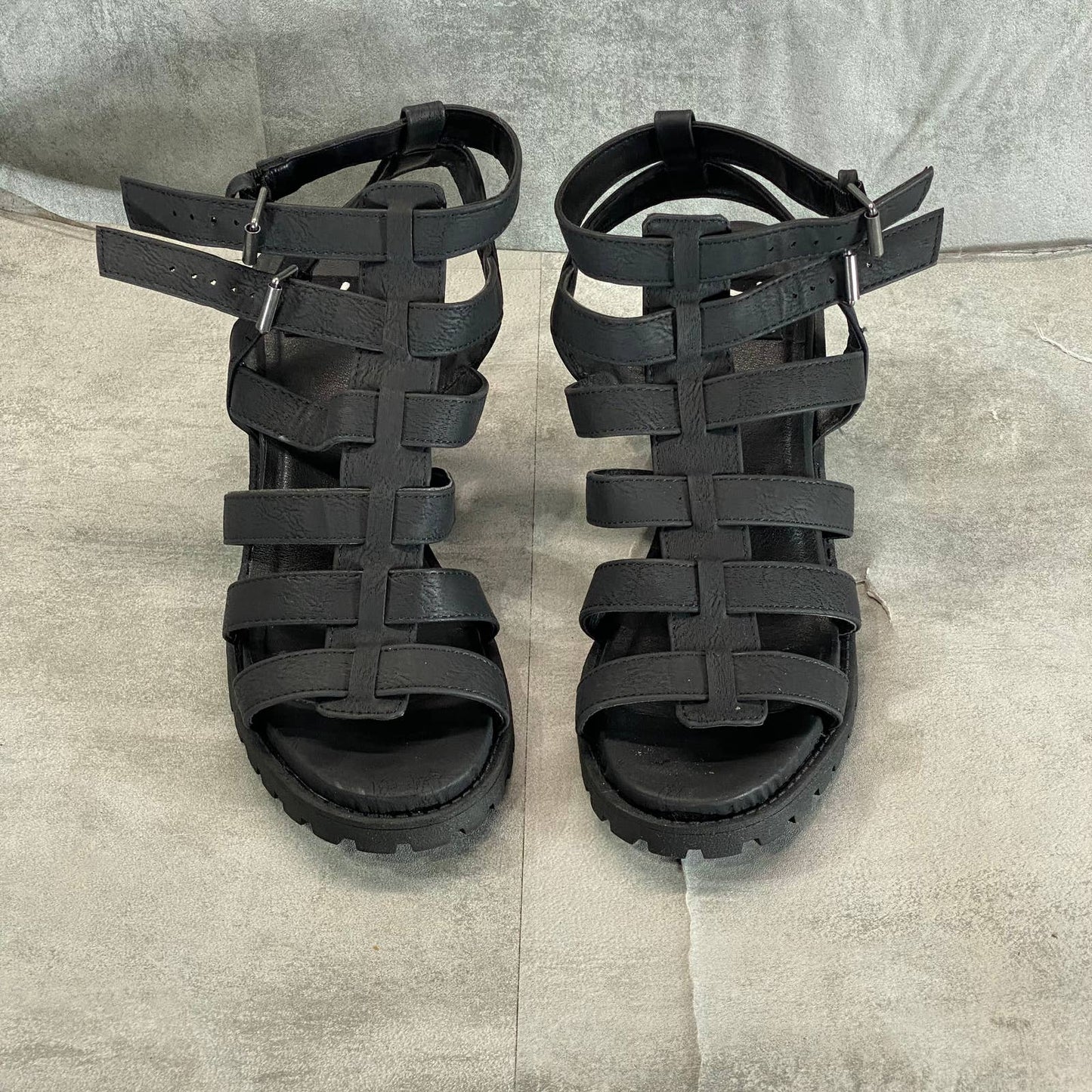 DIRTY LAUNDRY Women's Black Fun Stuff Strappy Block-Heel Sandals SZ 10