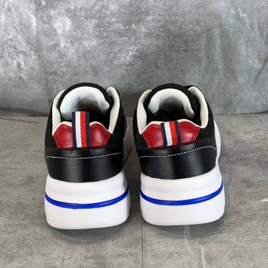 TOMMY HILFIGER Women's Black Faux-Leather Fazi Lace-Up Jogger Sneakers SZ 5