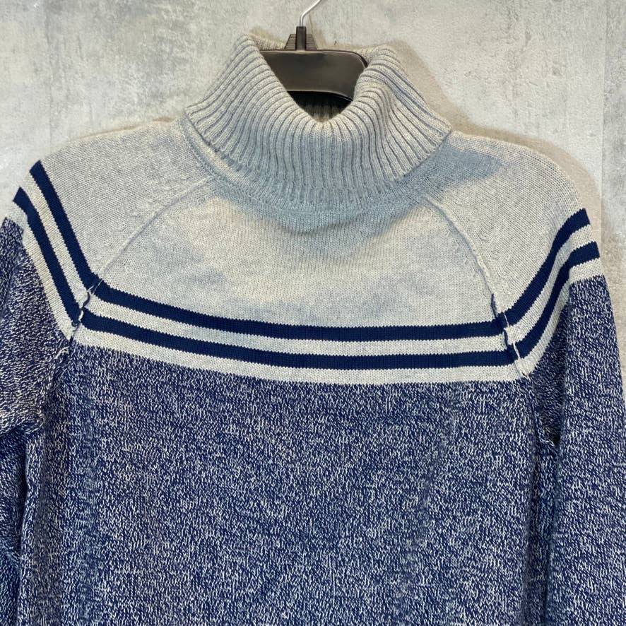 KAREN SCOTT Women's Intrepid Blue Amelia Cotton Striped Colorblock Turtleneck Pullover Sweater SZ M