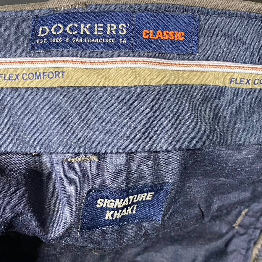 DOCKERS Men's Brown Signature Khaki Classic-Fit Straight Stretch Pants SZ 42X30