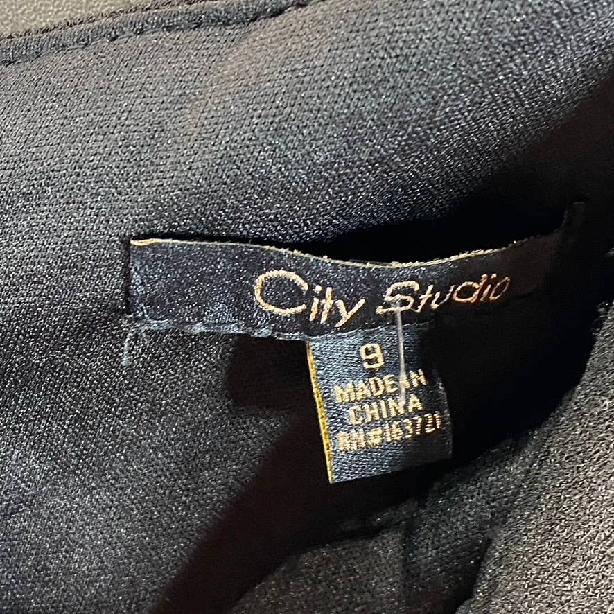 CITY STUDIO Juniors' Black One-Shoulder Cutout Side-Slit Maxi Dress SZ 9