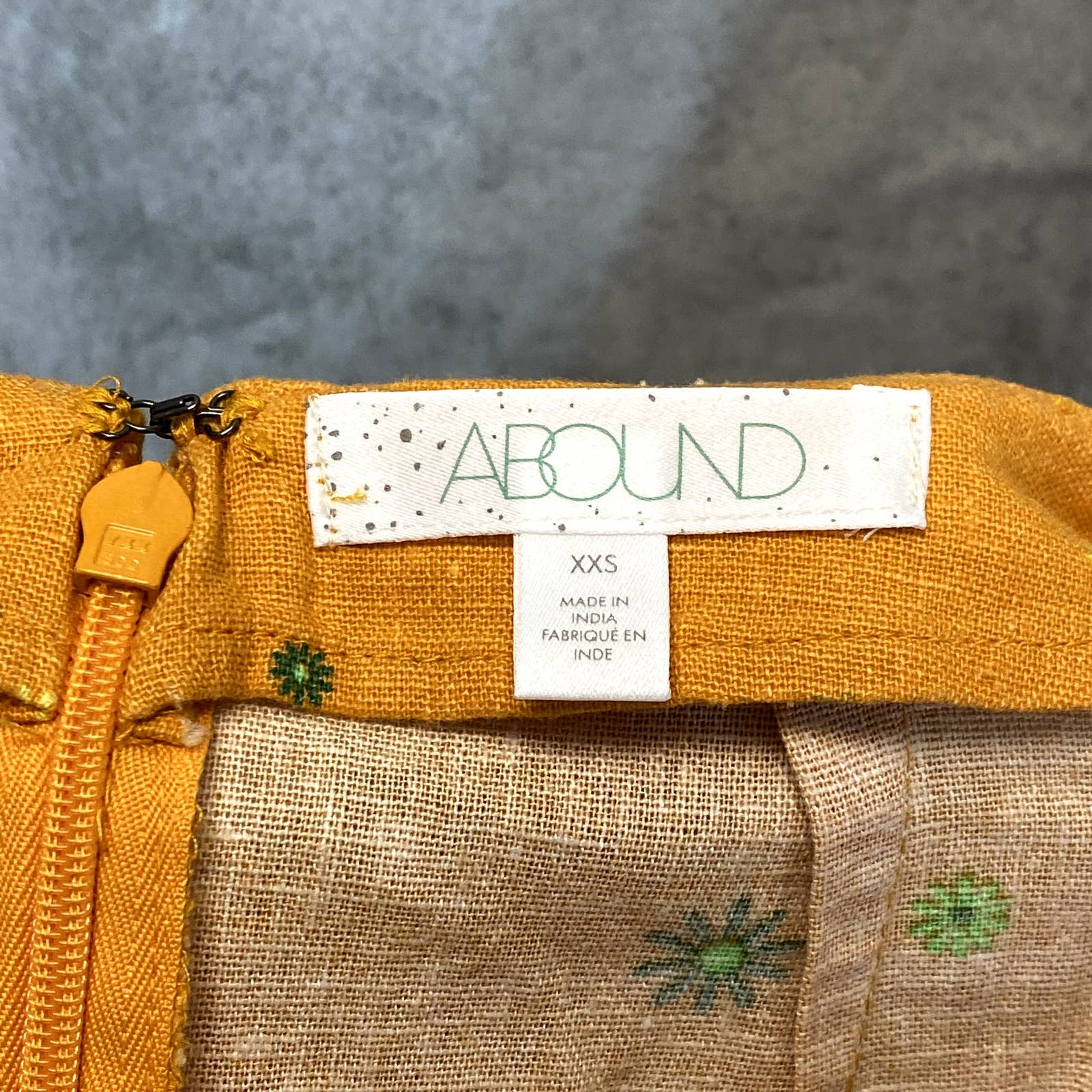 ABOUND Women's Orange Asterisk Floral Print Back Zip Linen Blend Mini Skirt SZ XXS