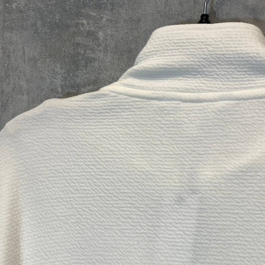 BB DAKOTA By Steve Madden Women's Ivory Just Zip It Textured Knit Pullover Sweatshirt SZ L
