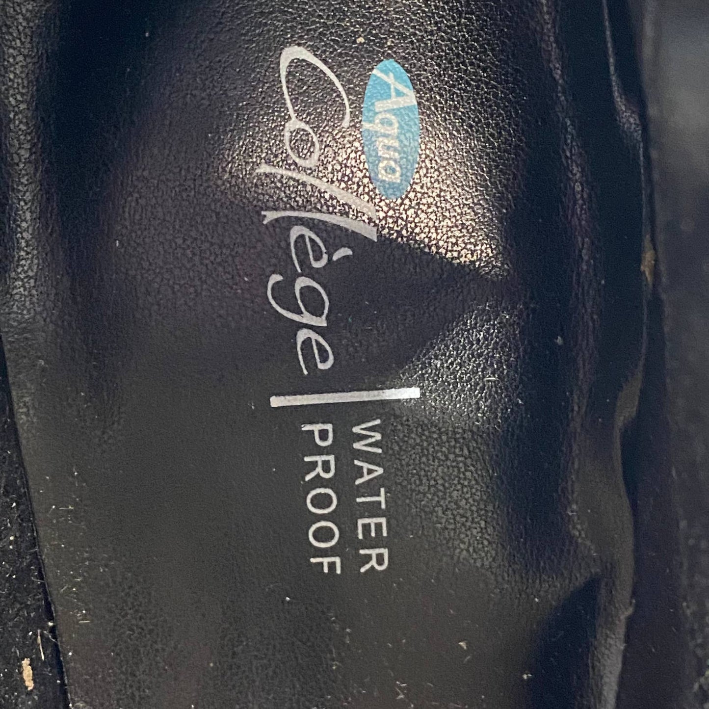 AQUA COLLEGE Women's Black Leather Trey Notched Waterproof Block-Heel Bootie SZ9