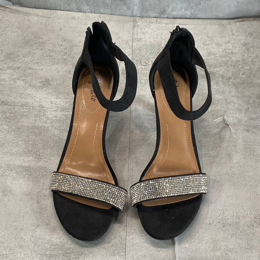 STYLE & CO Women's Black Embellished Phillyis Two-Piece Evening Sandals SZ 6.5
