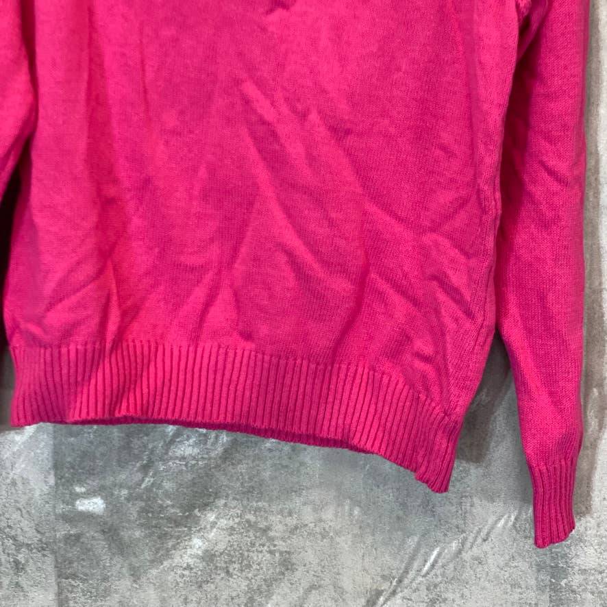 KAREN SCOTT Women's Magenta Solid Ribbed Turtleneck Pullover Sweater SZ S