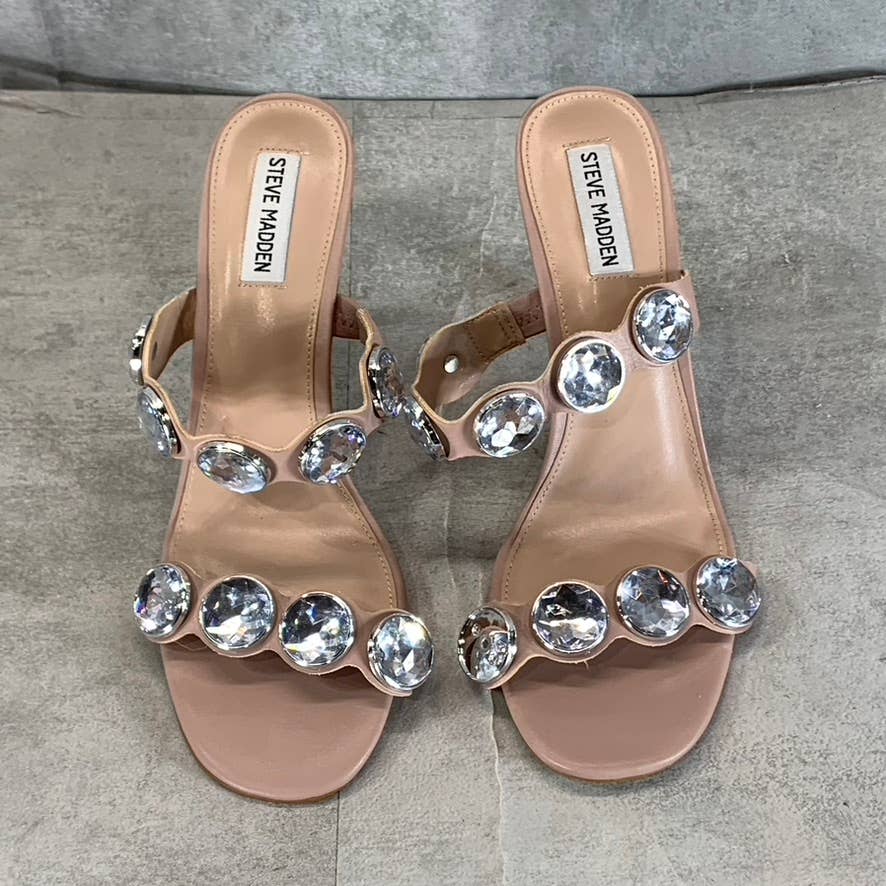 STEVE MADDEN Women's Tan Festivity Stone Embellished Mule Stiletto Sandals SZ 11