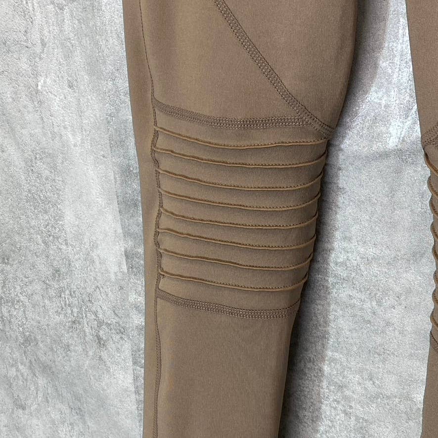 BODY GLOVE Women's Tan Full Length Pull-On Motto Detail Media Pocket Active Leggings SZ M