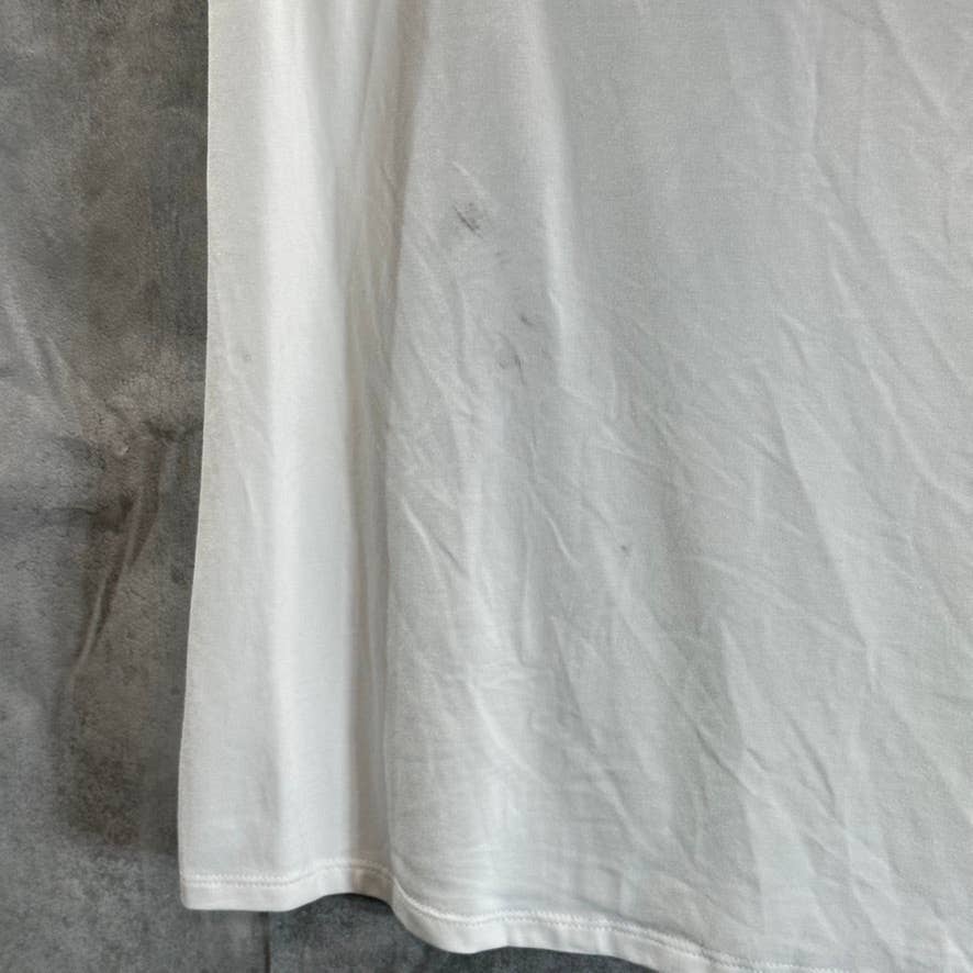 CALVIN KLEIN Women's White Crewneck Padded Muscle Tee SZ XL