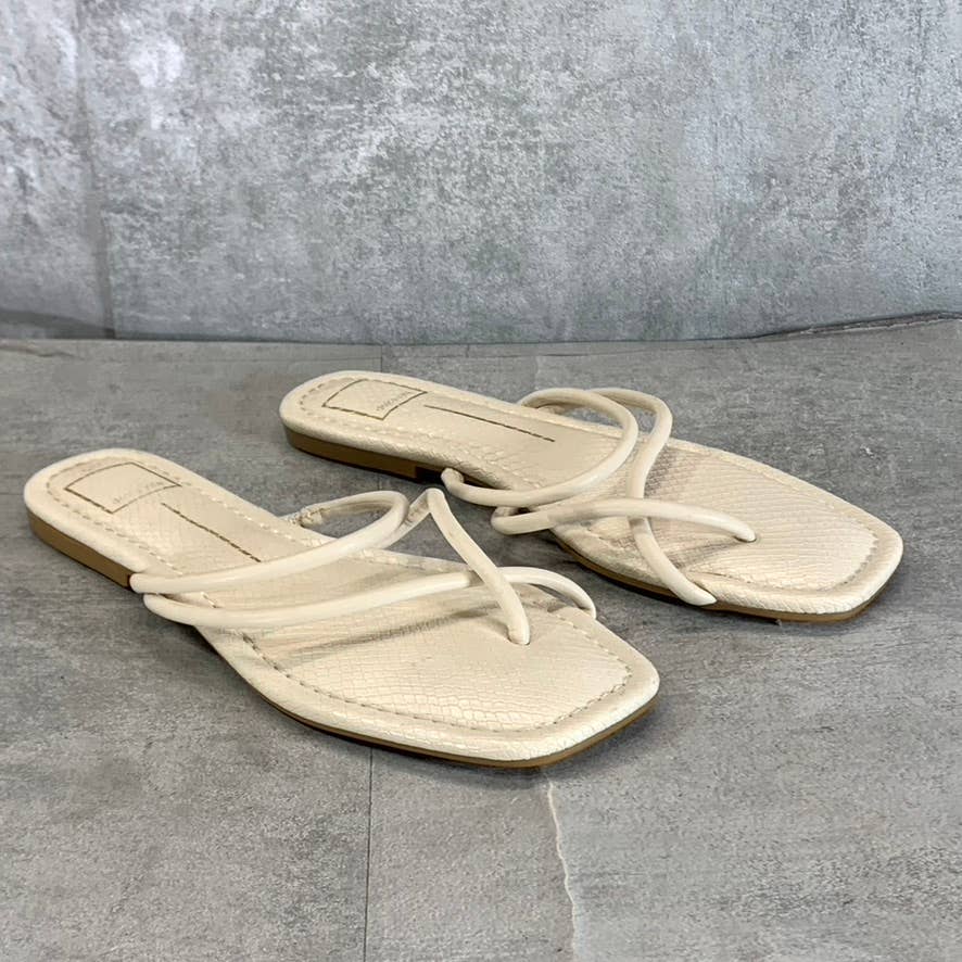 DOLCE VITA Women's Ivory Snake Embossed Leanna Square-Toe Strappy Sandals SZ 9