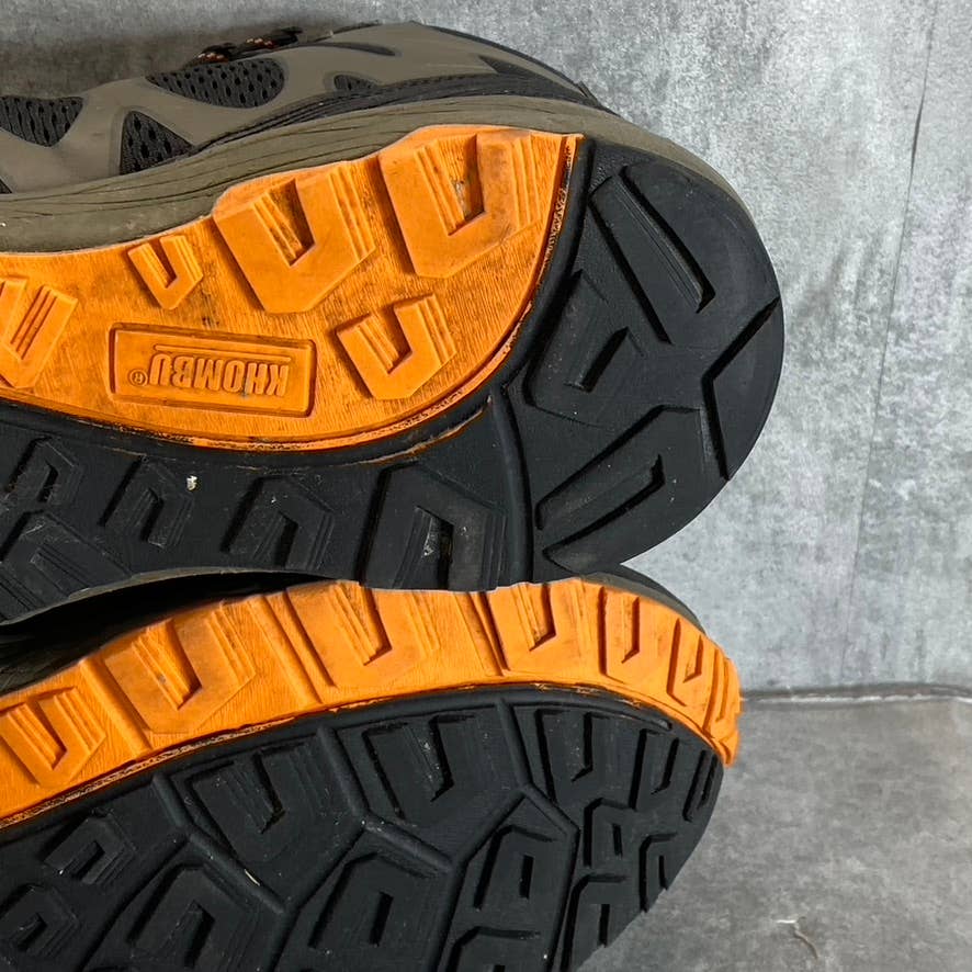 KHOMBU Men's Brown-Orange Vapor Mid Bungee Lace-Up Round-Toe Hiker Boots SZ 13