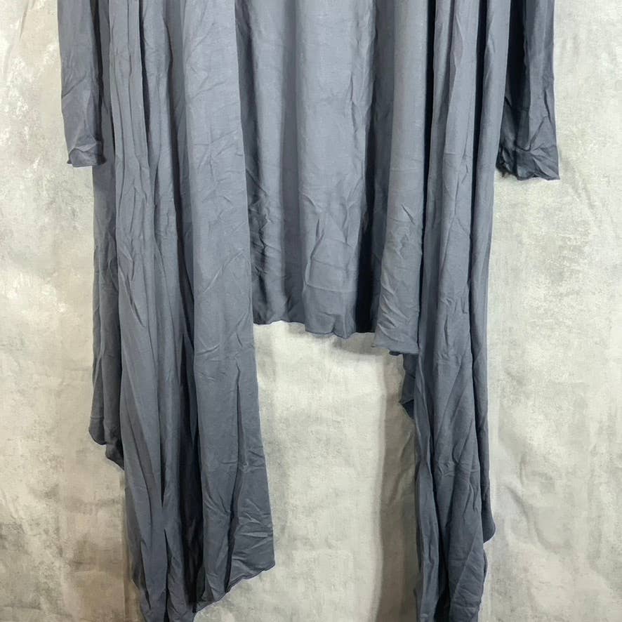 24SEVEN COMFORT APPAREL Women's Grey Long-Sleeve Open-Front Extra Long Cardigan