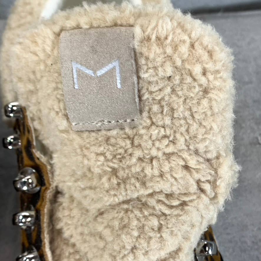 MARC FISHER LTD Women's Animal Print Beige Merin Faux-Fur Lace-Up Sneakers SZ 5