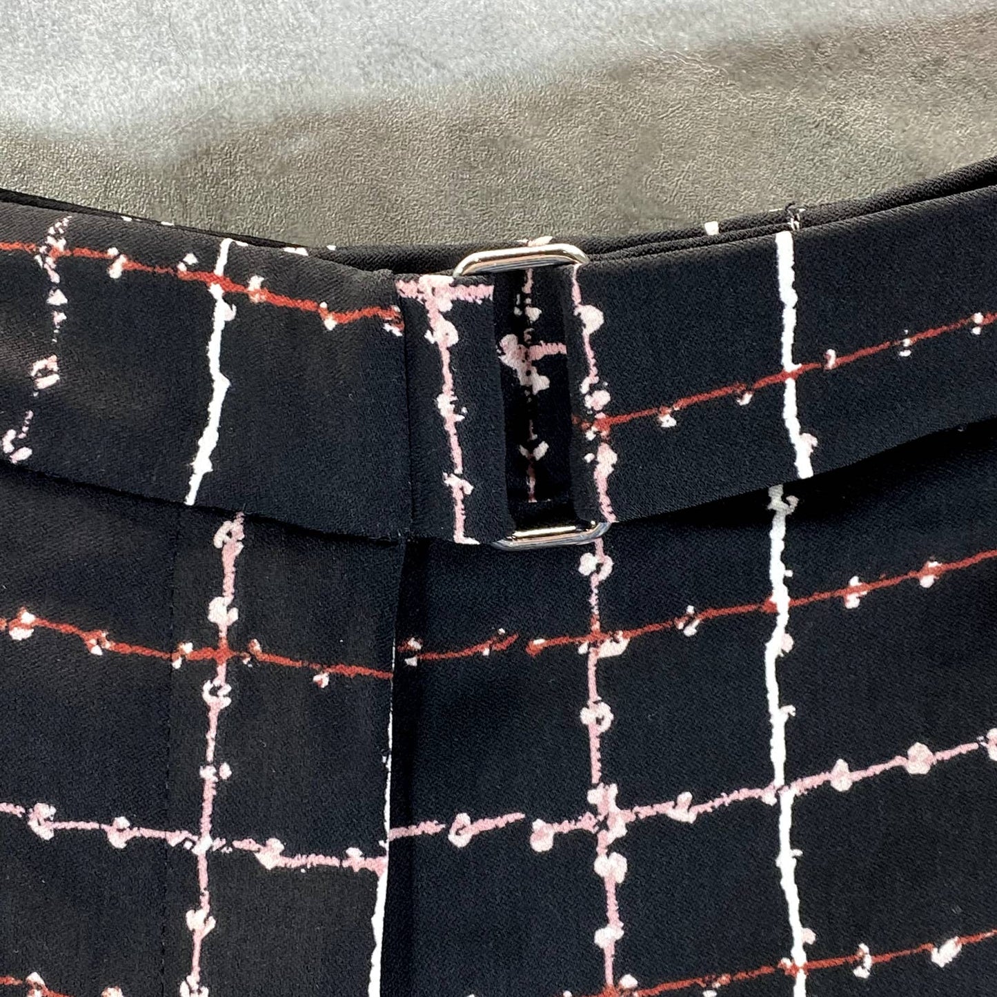 ALFANI Women's Stitched Grid Black D-Ring Belt Mid-Rise Plaid Culotte Pants SZ16