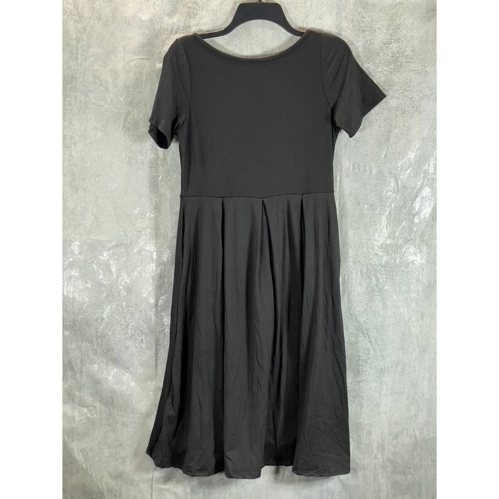 24SEVEN COMFORT Women's Black Short Sleeve Pocket Detail Midi Dress SZ M