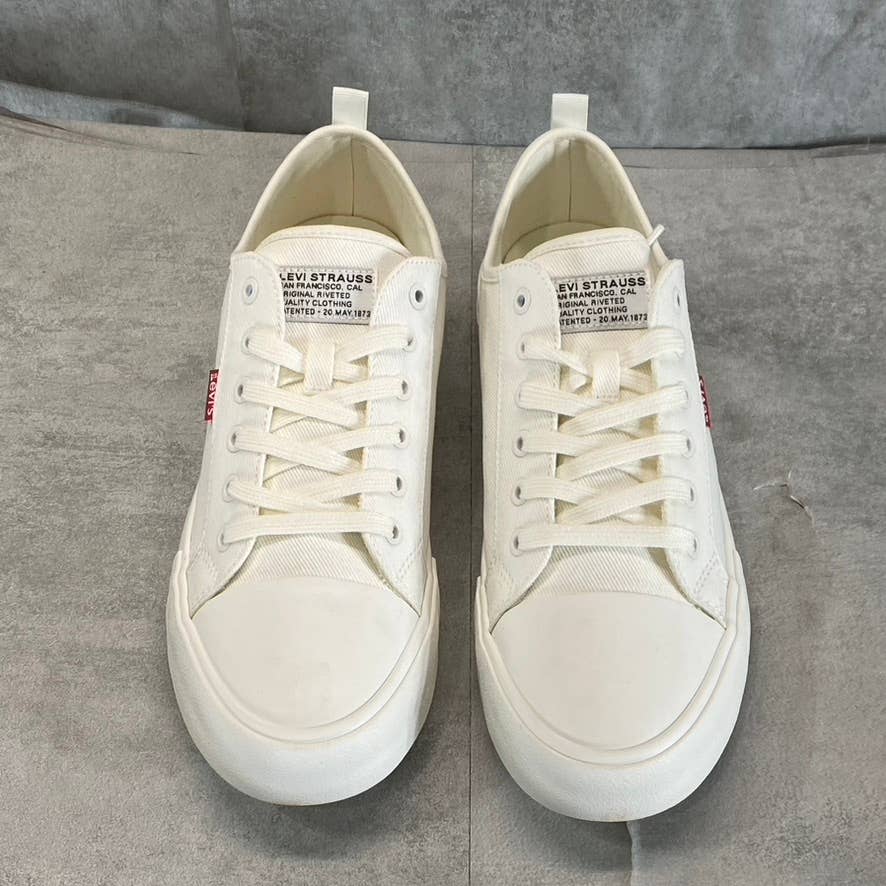 LEVI'S Women's White Mono Canvas Becky Low-Top Lace-Up Sneakers SZ 11