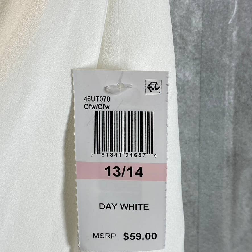 B. DARLIN Juniors' Day White Lace-Trim Waist High-Neck Fit & Flare Dress SZ13/14