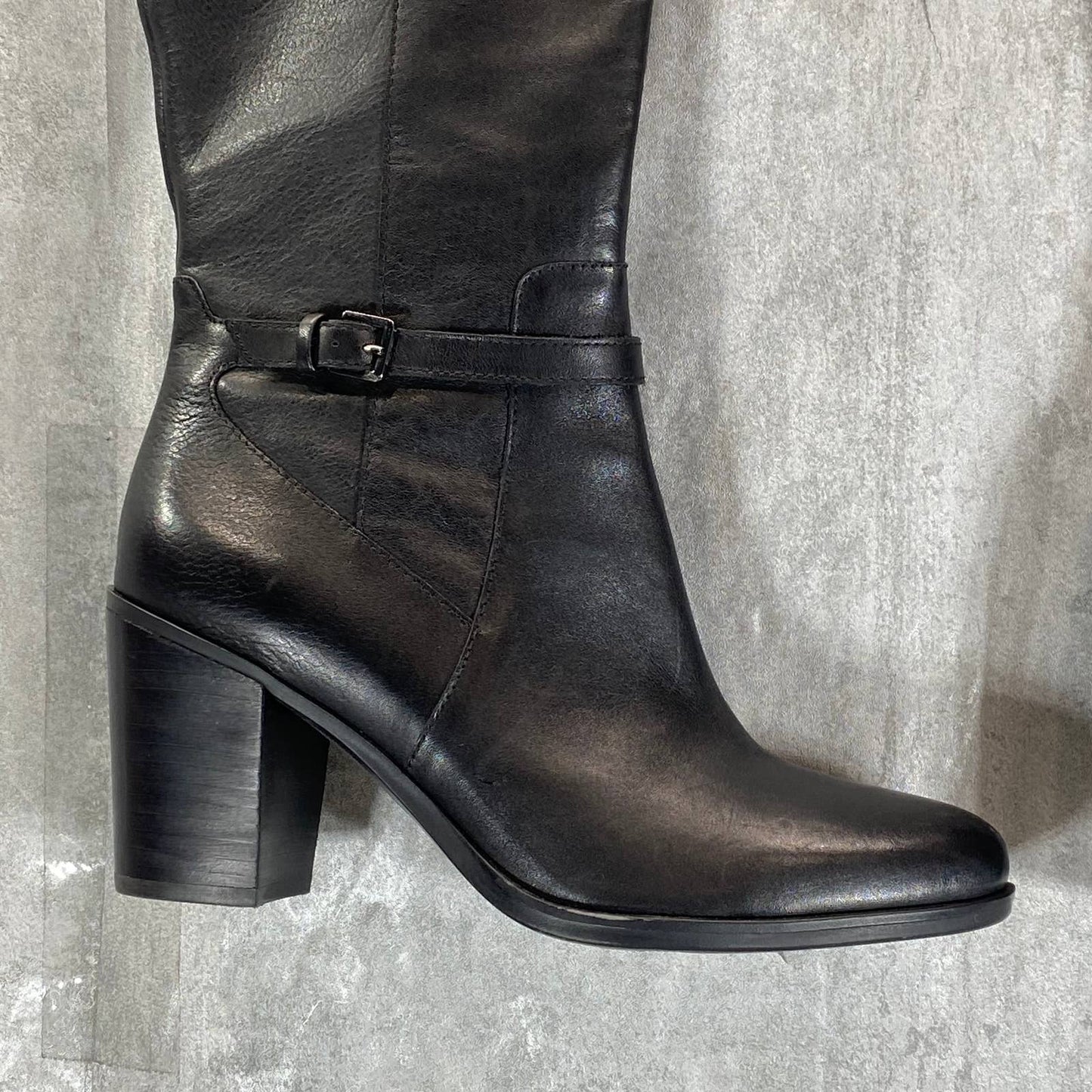 NATURALIZER Women's Black Leather Kalina Rounf-Toe Block-Heel Tall Boots SZ 9