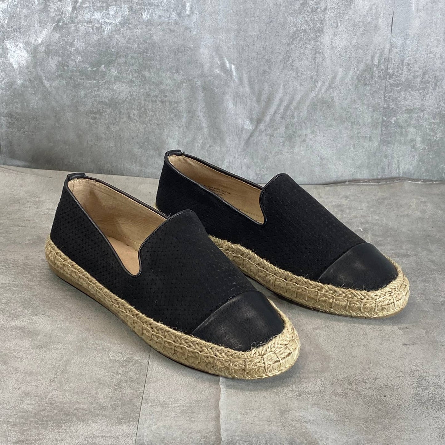 CHARTER CLUB Women's Black Jonii Perforated Slip-On Espadrille Flats SZ 8.5