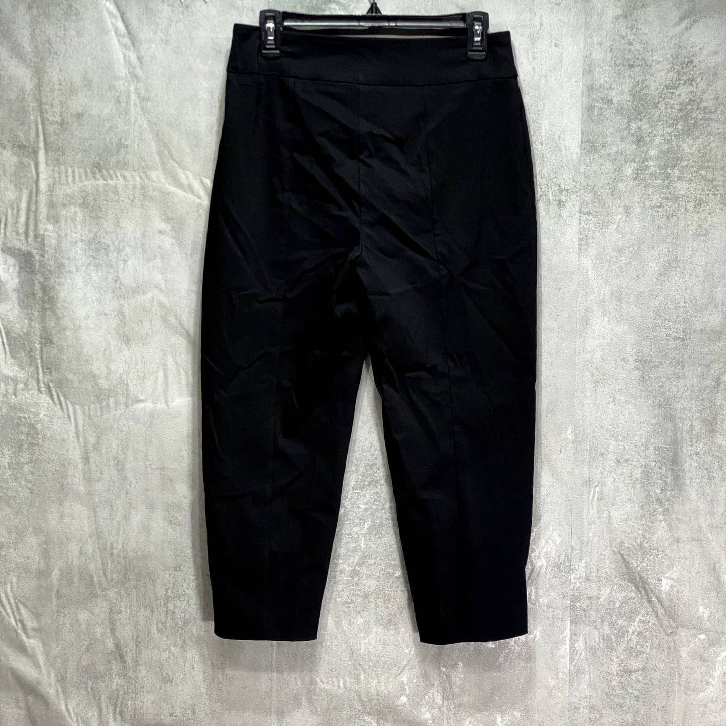 JM COLLECTION Petite Solid Black Split-Hem Tummy Control Pull-On Capri Pants SZ P/M