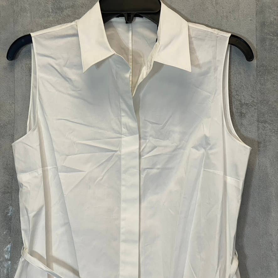 THEORY Women's White Sleeveless Collared Button-Front Casual Mini Shirt Dress SZ 4