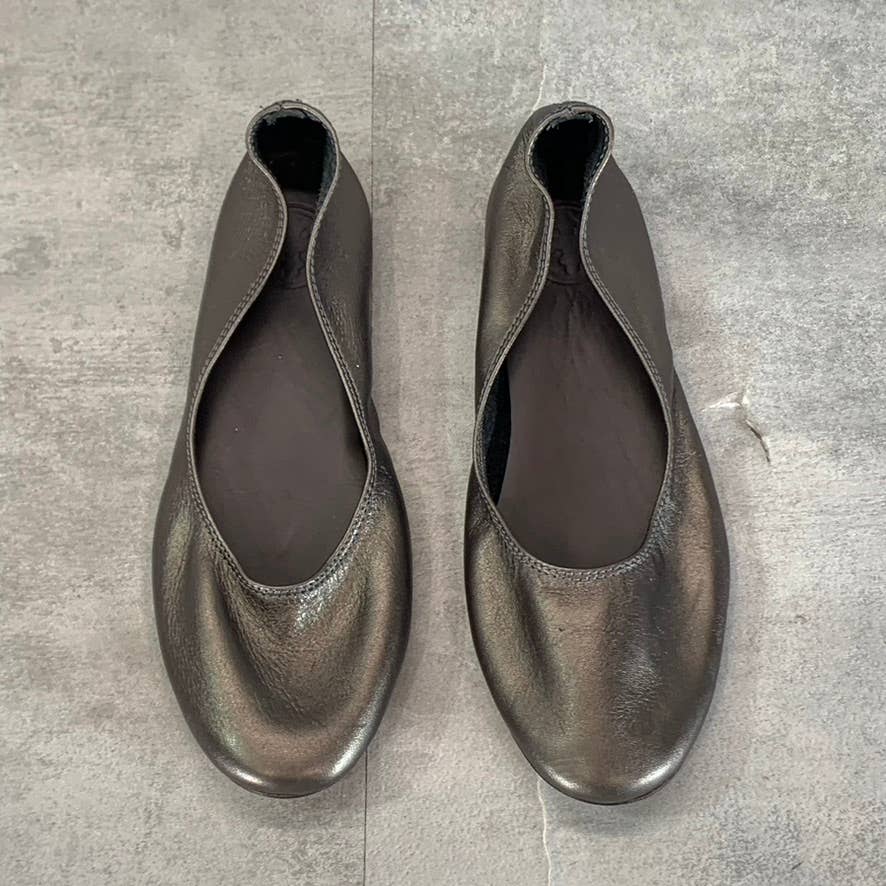 CHARLESTON SHOE CO. Women's Pewter Leather Jilly Slip-On Flats SZ 6