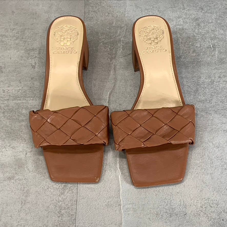 VINCE CAMUTO Women's Barn Brown Semtera Square-Toe Block-Heel Sandals SZ 7.5