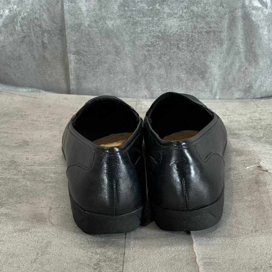 EASY SPIRIT Women's Black Leather Devitt Round-Toe Slip-On Loafer Flats SZ 7.5