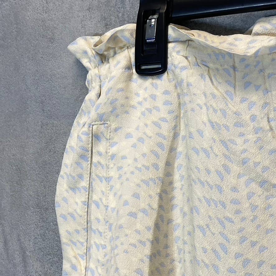 OPEN EDIT Women's Ivory-Blue Lennox Print Paperbag Waist Pull-On Shorts SZ XL