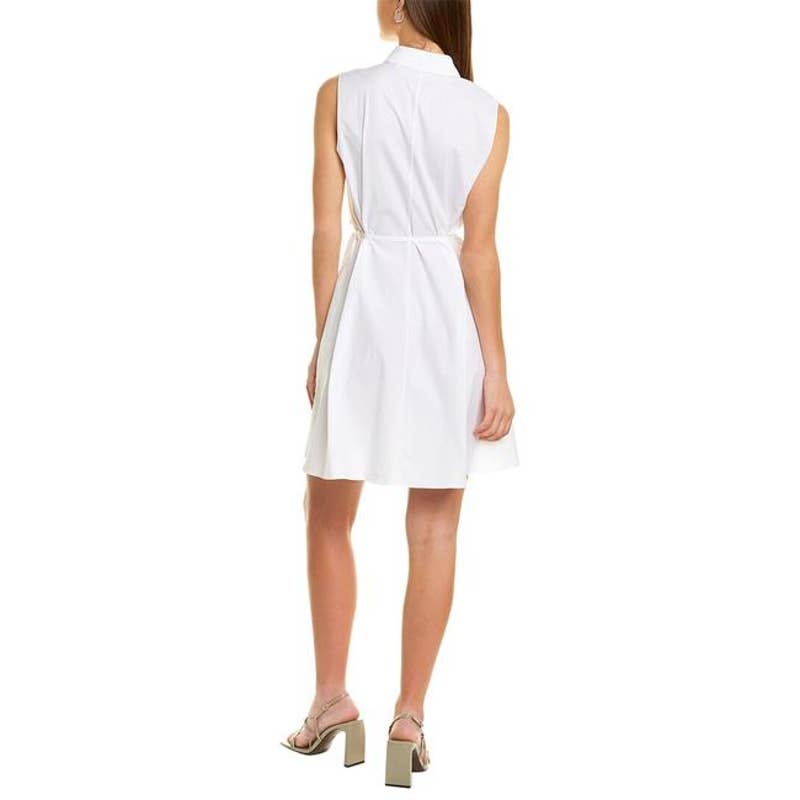 THEORY Women's White Sleeveless Collared Button-Front Casual Mini Shirt Dress SZ 4