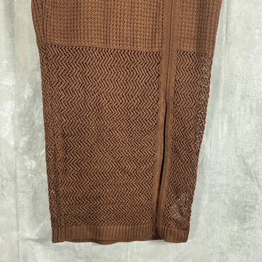 NINA PARKER Women's Plus Chocolate Brown Trendy Crochet Slit-Front Skirt SZ 0X