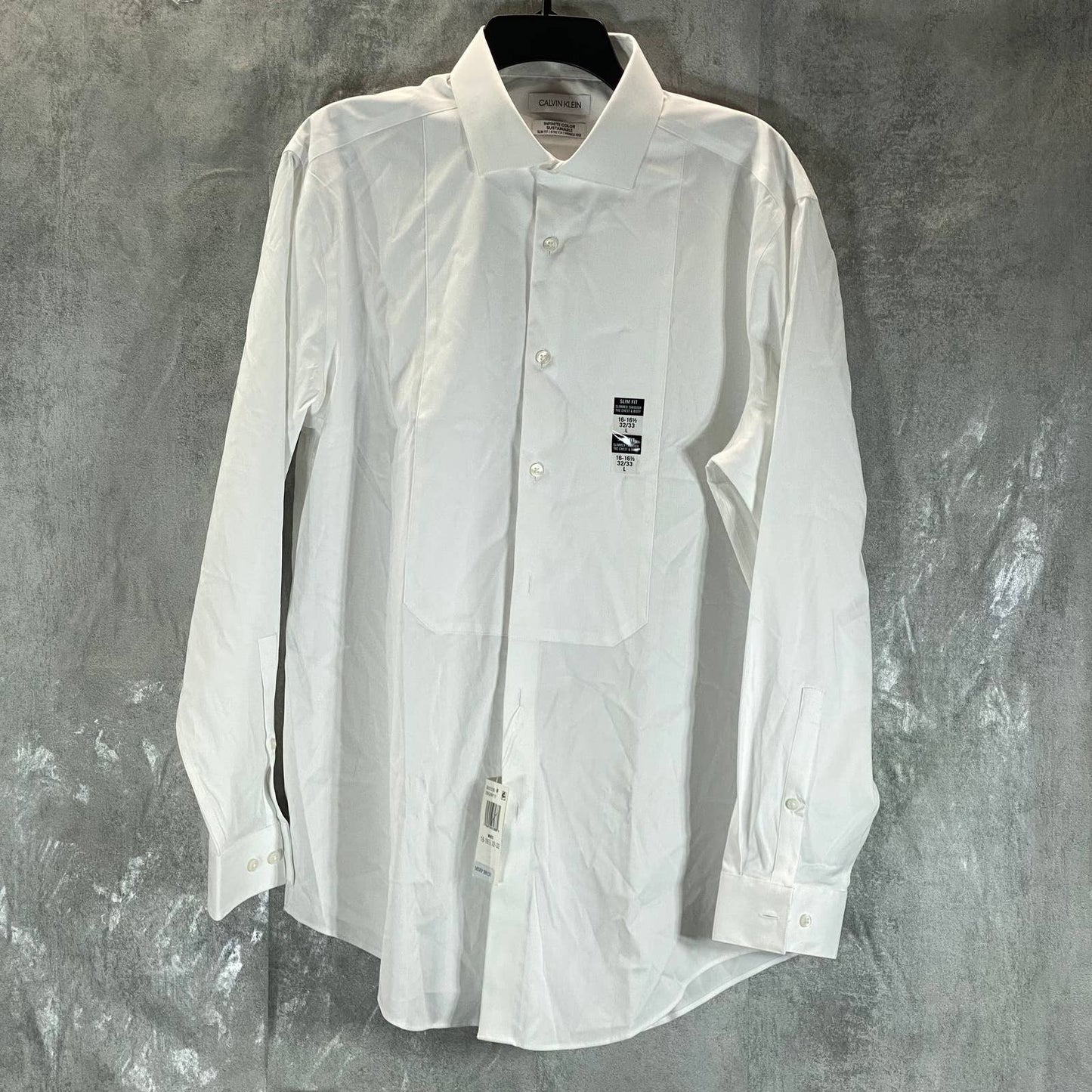 CALVIN KLEIN Men's White Infinite Color Sustainable Slim-Fit Stretch Shirt SZ L
