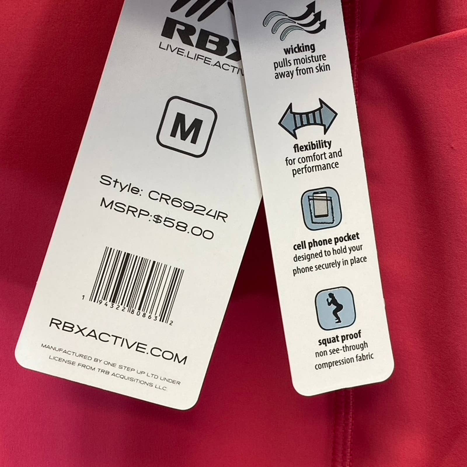 RBX Women’s Rose Pink High-Waist Flexible Active Pull-On Capri Leggings SZ M