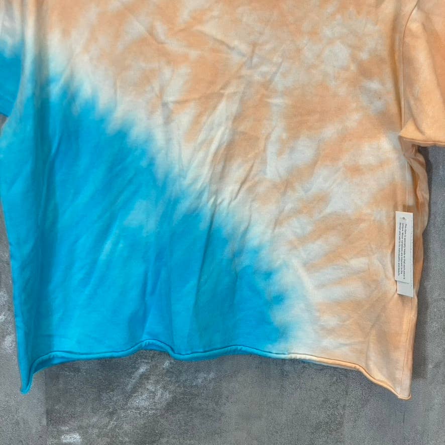 ABOUND Women's Blue-Orange Tie-Dye Raw Hem Crewneck T-Shirt SZ S