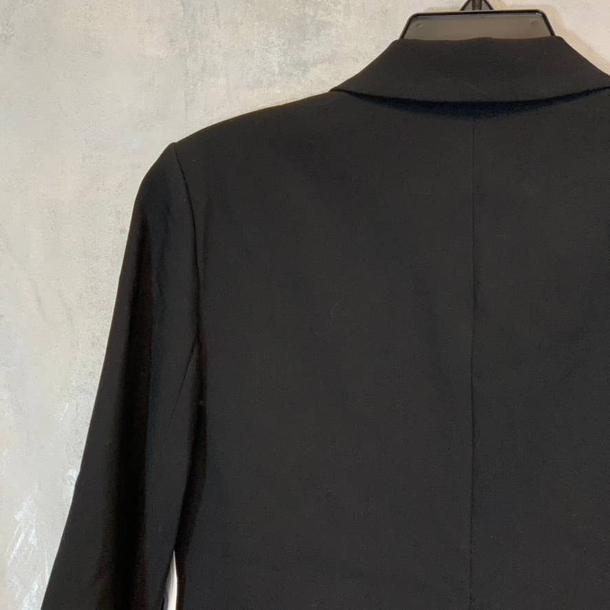 1.STATE Women's Rich Black Faux Double Breast Hook Closure Blazer SZ S