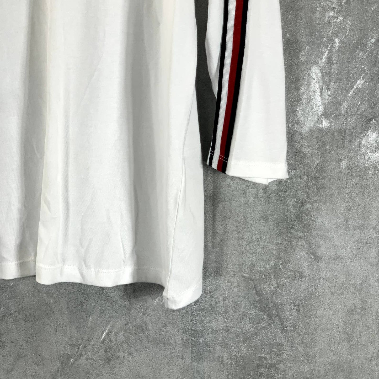 TOMMY HILFIGER Women's White Charm Crewneck 3/4 Stripe-Sleeve Top SZ M