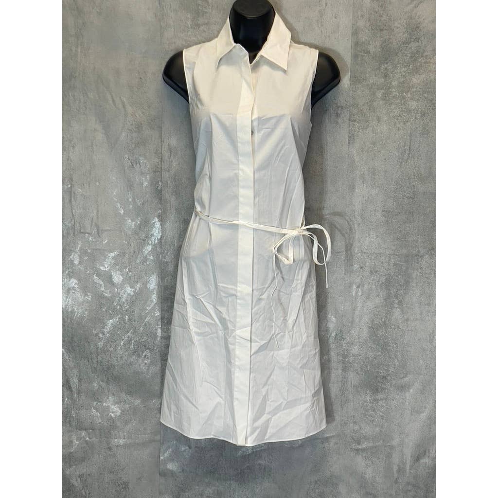 THEORY Women's White Sleeveless Collared Button-Front Casual Mini Shirt Dress SZ 4