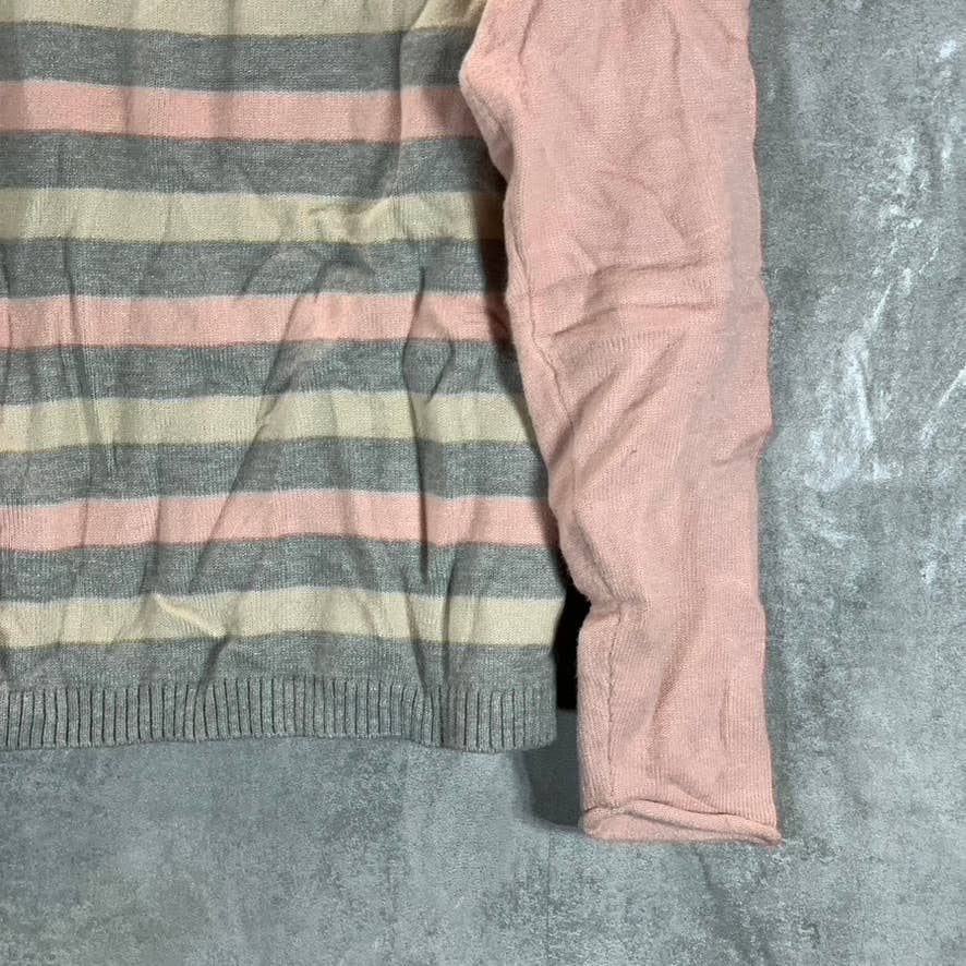 NAUTICA Women's Stormy Grey Heather Striped Colorblock Pullover Sweater SZ XS