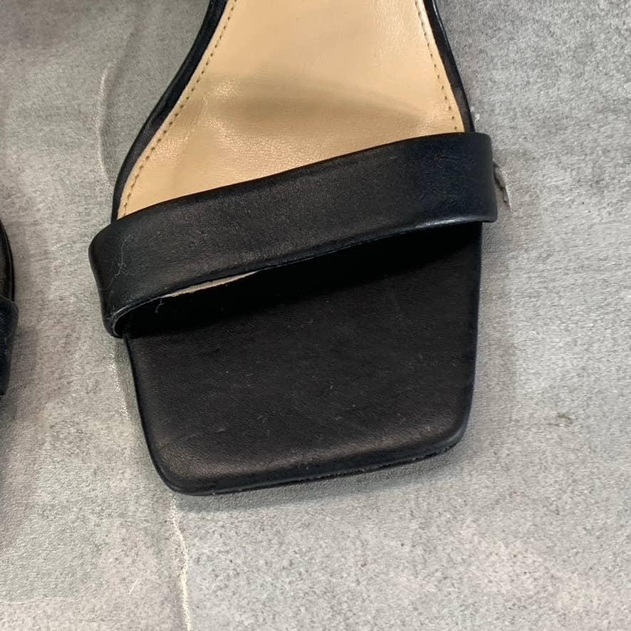 VINCE CAMUTO Women's Black Leather Saprenda Square-Toe High-Heel Sandals SZ 7.5