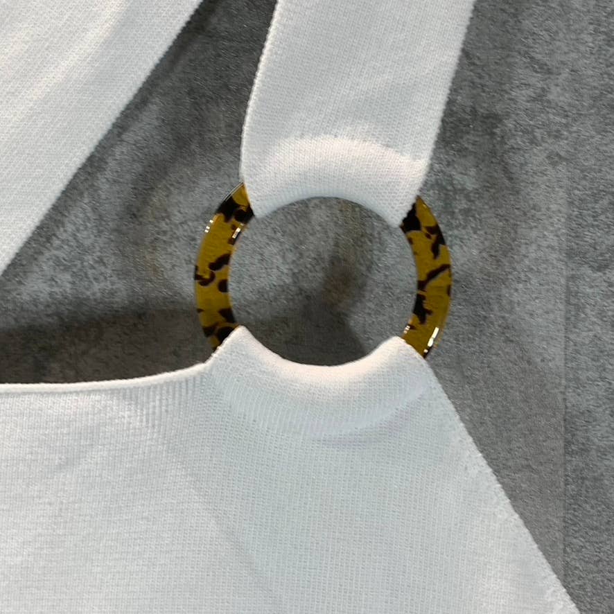 BAR III Women's Bright White Square-Neck O-Ring Sweater Tank Top SZ XL