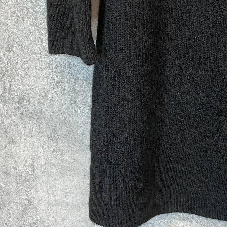 TOPSHOP Women's Solid Black Crewneck Knit Mini Sweater Dress SZ 8-10 (M)