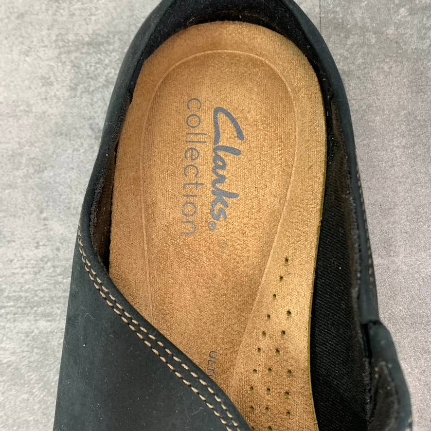 CLARKS COLLECTION Women's Black Leather Roseville Faye Slip-On Clogs SZ 8