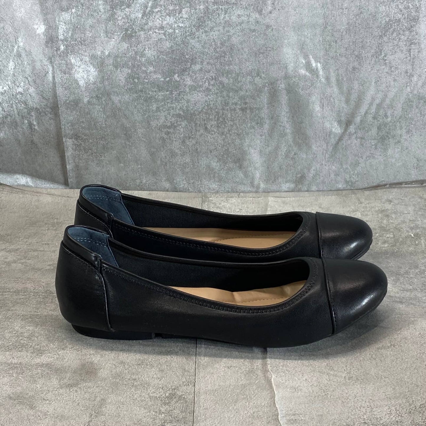 ALFANI Step 'N Flex Women's Black Smooth Tavii Round-Toe Slip-On Flats SZ 7.5