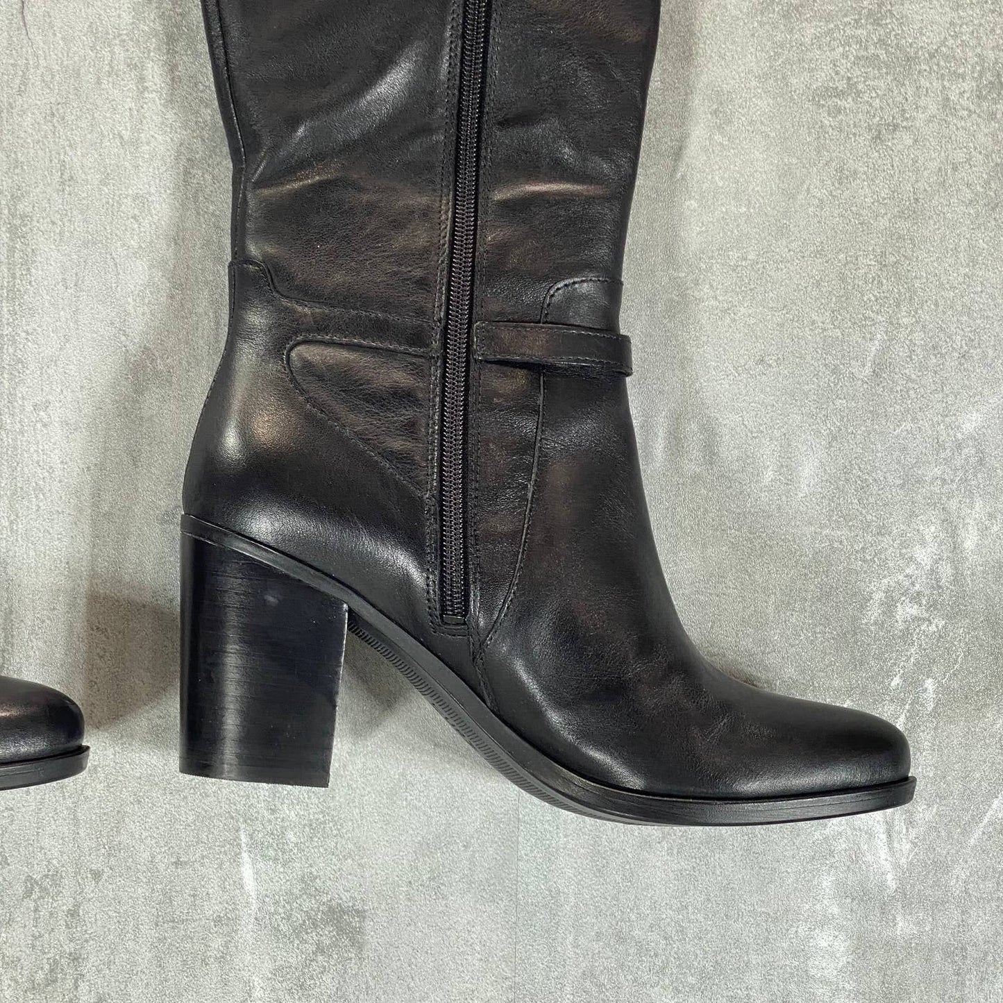 NATURALIZER Women's Black Leather Kalina Rounf-Toe Block-Heel Tall Boots SZ 9