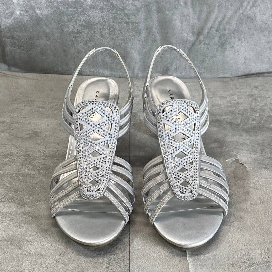 KAREN SCOTT Women's Silver Rhinestone Embellished Danely Strappy Dress Sandals