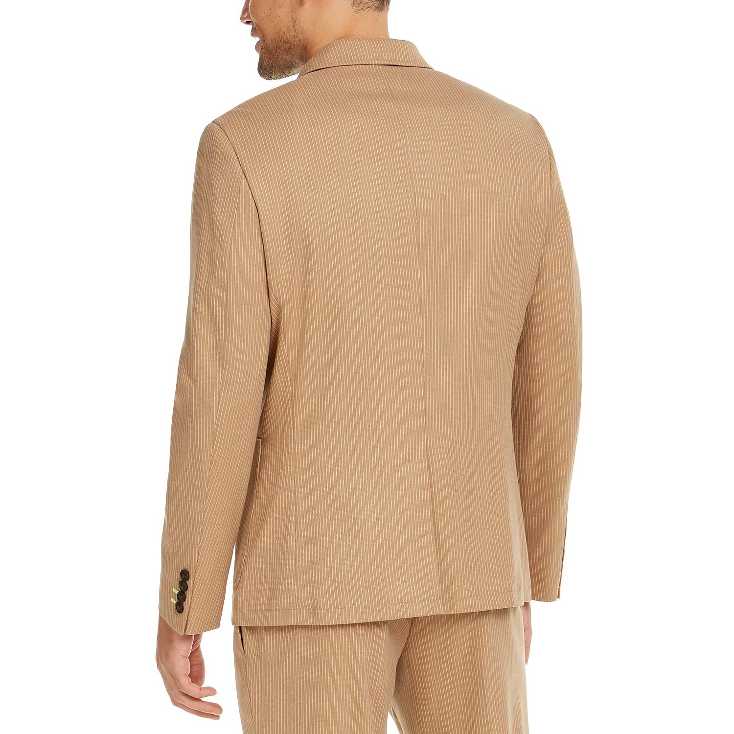 INC INTERNATIONAL CONCEPTS Taupe Flash Asher Slim-Fit Pinstripe Blazer SZ L